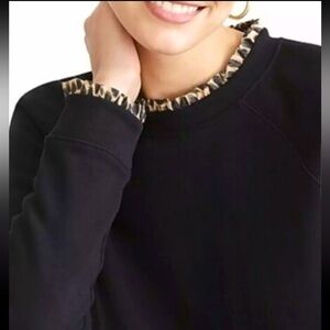 J.Crew Leopard Ruffle Trim Sweatshirt